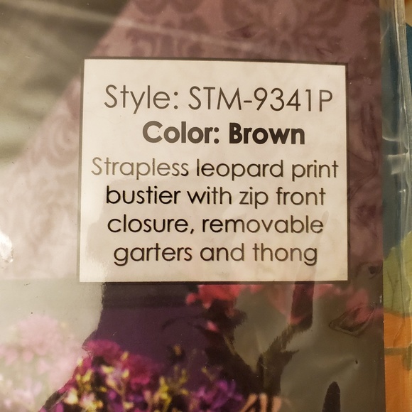 Leopard Print Corset - Lace up Back - Zip Up Front - With Thong and Garters NEW - Picture 7 of 7